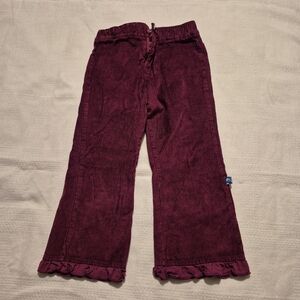 Kicky Pants Kickee girls size 3T purple stretchy corduroy pants pull by snap GUC
